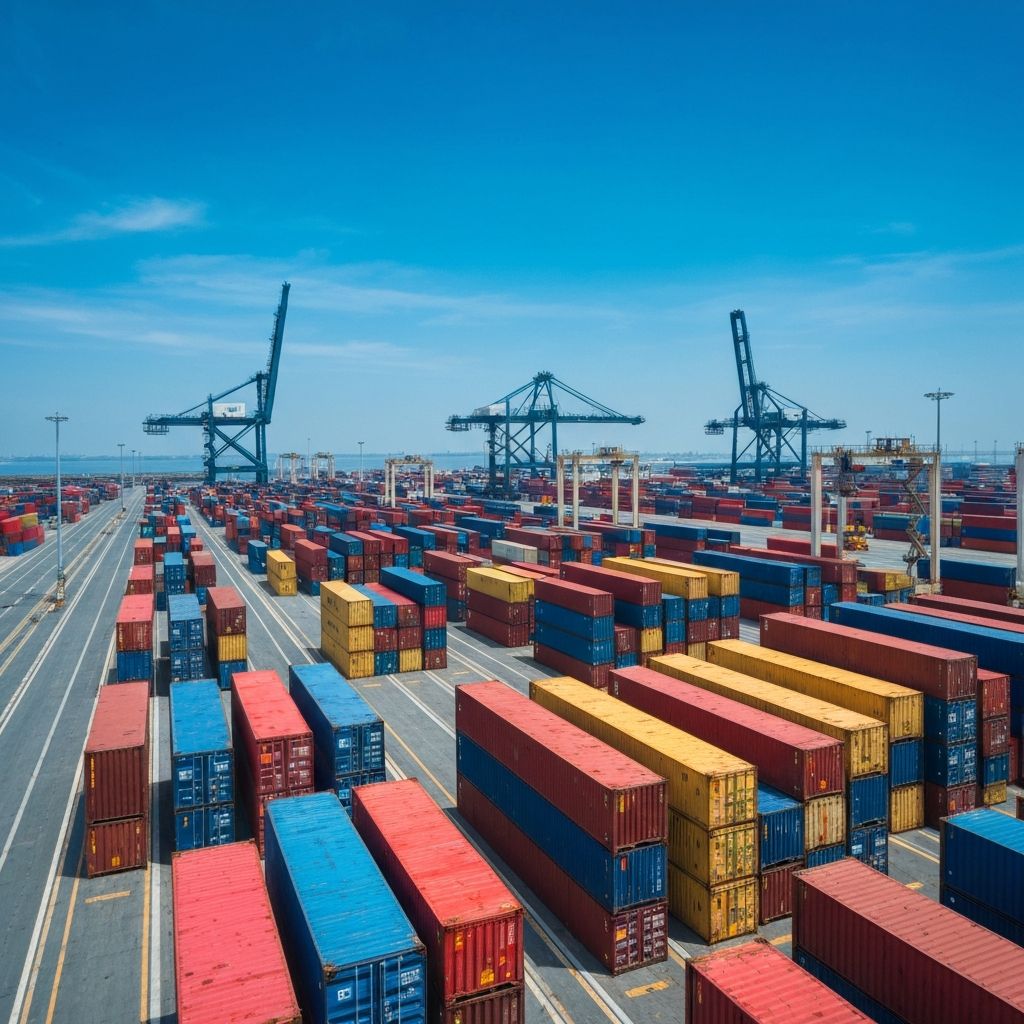 Container yard with global shipments